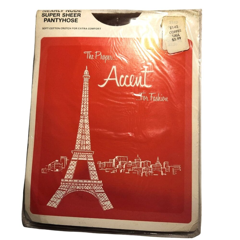 Pantyhose Super Sheer Size Average 115-135 Lbs accent vtg hosiery